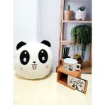 GiFa Store Ikili Peluş Panda Yastık ve Ahşap Kutulu Panda Temalı Seramik Kupa Bardak Hediye Seti - Beyaz