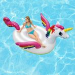 Giffy Dev Unicorn Deniz Yatağı Şişme Binici Ada Tutmaçlı Havuz ve Deniz Botu 3 Boy Seçeneğiyle - Beyaz - 287x193x165 cm