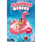 giffy Flamingo Şişme Deniz Binicisi Tutmaçlı Ada Yatak 178x135 cm