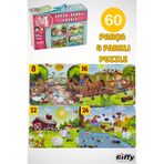 giffy Oyuncak 4'lü Süper Renkli Çiftlik Puzzle 4 Farklı Puzzle 8-12-16-24 Toplam 60 Parça Yap Boz Eğitici