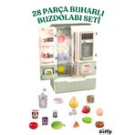 giffy Oyuncak Buhar Atan Buzdolabı 28 Parça Aksesuarlı Sesli Müzikli Led Işıklı Pilli Eğitici Gerçekçi