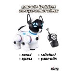 giffy Oyuncak İngilizce Konuşan Akıllı Çarp Dön Robot Köpek Kumandalı Sesli Işıklı Dans Eden Pilli