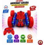 Giffy Oyuncak LED Işıklı 360° Akrobat Uzaktan Kumandalı Araba Şarjlı 4x4 Off Road Dublör Oyuncak Araba - Kırmızı