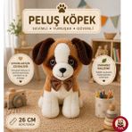 Giffy Oyuncak Peluş Kedi Köpek 26 cm Uyku ve Oyun Arkadaşı Yumuşak Hediyelik Sevimli Bebek Yastığı Sevgili Hediyesi - Kahverengi Beyaz Köpek