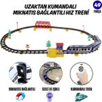 Giffy Oyuncak Pilli Uzaktan Kumandalı 49 Parça Manyetik Tren Seti Vagonlar Mıknatıs Ile Bağlanır Sesli ve Işıklı 264 cm Ray Uzunluğu - Mavi