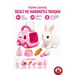giffy Oyuncak Tavşan Taşıma Çantalı Sesli Hareketli Pilli, Emekleme Oyuncağı Aksesuarlı Çocuklar İçin Eğitici Hayvan Sevgisi