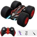Giffy Uzaktan Kumandalı Kırılmaz Sünger Teker 20 Km/h Yapabilen 4x4 Akrobatik Drift Rc Araba LED Işıklı 360° Dönebilen Şarjlı 2.4ghz Takla Atabilen - Kırmızı