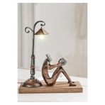 Gift Garden Okuyan Insan Figürü Biblo – Dekoratif Sokak Lambalı Tasarım (ESKİTME BAKIR & GOLD)