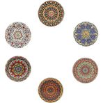 Gift Home 6'lı Çini Desenli Autum Metal Bardak Altlığı ve Metal Stand