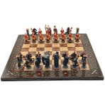 Gift Home Battal Boy Metal Roma 45x45 cm Pastel Satranç Takımı ve Düz Masif Ahşap Tahtası