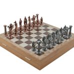 Gift Home Büyük Boy Metal Osmanlı-Bizans 36x36 cm Satranç Takımı Antik ve Mermer Desenli Sandıklı MDF Tahtası