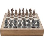 Gift Home Büyük Boy Metal Osmanlı-Bizans 36x36 cm Satranç Takımı Antik ve Rustik Desenli Sandıklı MDF Tahtası
