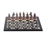 Gift Home Büyük Boy Metal Osmanlı Bizans 37x37 cm Satranç Takımı Antik ve Ceviz Desenli MDF Ahşap Satranç Tahtası