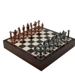 Gift Home Büyük Boy Metal Pegasus 36x36x6 cm Satranç Takımı Parlak Ve Mermer Desenli Sandıklı Mdf Tahtası