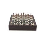 Gift Home Gifthome Orta Boy Metal Roma Satranç Takımı Antik Ve Ceviz Desenli Sandıklı Mdf Tahtası (36x36x6 Cm.