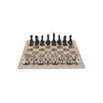 Gift Home GiftHome Premium Black Metal Klasik Satranç Takımı ve Rustik Ceviz Desenli MDF Satranç Tahtası (37X3