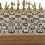 Gift Home Metal Mısır 36x36x6 cm Satranç Takımı Parlak ve Rustik Desenli MDF Sandıklı Satranç Tahtası