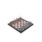 Gift Home Metal Satranç Takımı Büyük Klasik Antik Taş ve Bahar Desenli Satranç Tahtası