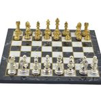 Gift Home Metal Satranç Takımı Büyük Klasik Parlak Taş ve Düz Mermer Desenli Satranç Tahtası