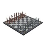 Gift Home Metal Satranç Takımı Büyük Mısır Antik Taş ve Gri Mermer Desenli Satranç Tahtası