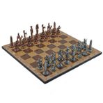 Gift Home Metal Satranç Takımı Büyük Mısır Antik Taş ve Rustik Ceviz Desenli Satranç Tahtası