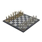Gift Home Metal Satranç Takımı Büyük Mısır Parlak Taş ve Gri Mermer Desenli Satranç Tahtası