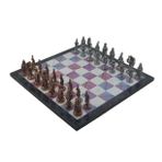 Gift Home Metal Satranç Takımı Büyük Osmanlı Antik Taş ve Bahar Desenli Satranç Tahtası