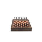 Gift Home Metal Satranç Takımı Büyük Pegasus Antik Gül Sandıklı Masif Ahşap Satranç Tahtası