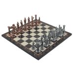 Gift Home Metal Satranç Takımı Büyük Pegasus Antik Taş ve Ceviz Desenli Satranç Tahtası