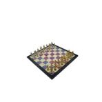 Gift Home Metal Satranç Takımı Orta İspanyol Parlak Taş ve MDF Bahar Desenli Satranç Tahtası