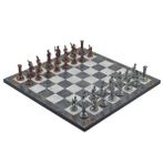 Gift Home Metal Satranç Takımı Orta Roma Antik Gri Mermer Desenli Satranç Tahtası