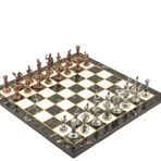Gift Home Metal Satranç Takımı Orta Roma Antik Taş ve Düz Mermer Desenli Satranç Tahtası