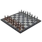 Gift Home Metal Satranç Takımı Orta Yunan Antik Gri Mermer Desenli Satranç Tahtası