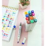 Gift Moda Bam Çift Taraflı 12'li Marker Kalem Seti – Taşıma Kutulu