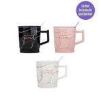 Gift Moda Mermer Desenli Kapaklı Seramik Kupa