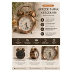 GIFT Retro Çalar Saat Metal Gövdeli Masa Saati Gerçek Zil Sesli Quartz Mekanizmalı Bakır Renk Alarm Saati