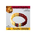 Gift Sellection Gerçek Doğal Taş Bileklik Taraftar Bilekliği Sarı Kırmızı -3 hmç095
