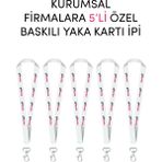 Giftcrea Kurumsal Firmalara Özel 5li Baskılı Yaka Kartı Ipi - Özelleştirilebilir Yaka Kartı Ipi - Beyaz - 5 Adet