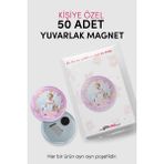 Giftcrea Yeni Doğan Kız Bebek Için Hoş Geldin Magnet – Yuvarlak Açacaklı Fotoğraf Baskılı - 50 Adet