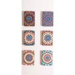 Gifted Otantik Mandala Tasarımlı Nazar Boncuklu Büyüteçli Kozmetik Dikdörtgen Cep Çanta Aynası Kapaklı El Makyaj Aynası