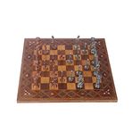 GiftHome Büyük Boy Metal İngiliz Satranç Takımı Antik ve El Yapımı Masif Ahşap Satranç Tahtası