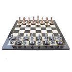 GiftHome Metal Klasik Satranç Takımı Antik ve Katlanır Mermer Desenli Tahta