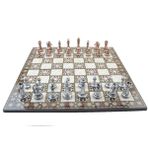 GiftHome Metal Klasik Satranç Takımı Antik ve Katlanır Sedef Tahta