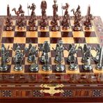 GiftHome Metal MISIR Satranç Takımı Antik ve El Yapımı Masif Ahşap Sandıklı Satranç Tahtası(38X38X6,5 cm.)