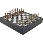 Gifthome Metal Mısır Satranç Takımı Antik ve Mermer Desenli Mdf Sandıklı Satranç Tahtası (36X36X6 Cm.)