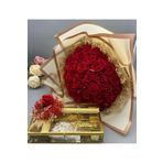 gifthomeshop Buket Gül Isteme Çiçeği Ve Cam Kutuda Çikolata Seti