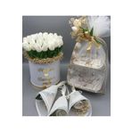 gifthomeshop İsteme Çiçeği ve Çikolatası - Beyaz Lale Demeti ve Çikolata İkramlık + 3 Adet Hediyelik Lale