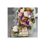 gifthomeshop İsteme Çiçeği ve Çikolatası - Renkli Gül Buketi ve Gold Çikolata Kutusu