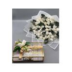 gifthomeshop Kız İsteme Çiçeği ve Çikolatası Beyaz Lale Buketi ve Çikolata Kutusu