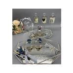 gifthomeshop Prizma Aynalı Söz Nişan ve Damat Kahve Tepsi Seti, Mum Harf ve İsimlik Seti - Gümüş